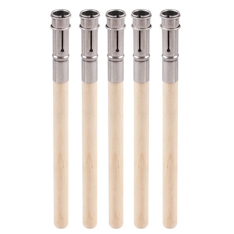 GTHER 5PCS Wooden Pencil Extender,Adjustable Art Pencil Lengthener, Pencil Extender Holder with Aluminum Handle for Colored Pencils Crayon School Office Supplies - Image 2